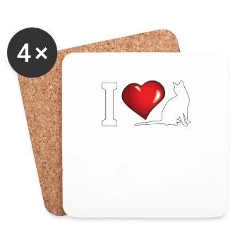 Cat Friend, Cat Accessories Gift - Coasters (set of 4) - white - Front
