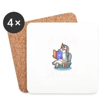 Reading is magical book lover unicorn teacher - Coasters (set of 4) - white - Front