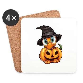 Duck Pumpkin Lazy Halloween Party Costume Kids - Coasters (set of 4) - white - Front