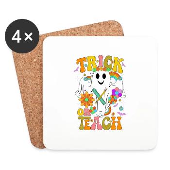 Halloween Ghost Outfit for Teacher in Class - Coasters (set of 4) - white - Front