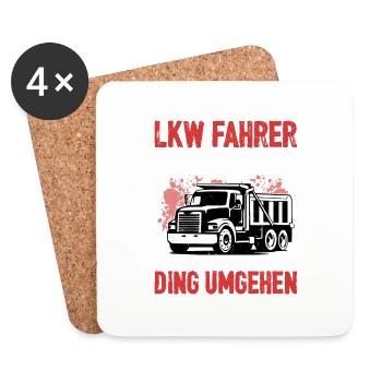 LKW Fahrer Großes Ding Trucker - Untersetzer (4er-Set) - Weiß - Vorne