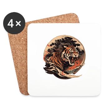Tokyo Asia 80s Japanese Retro Tiger - Coasters (set of 4) - white - Front