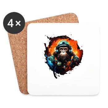 Cool Ape Grafik Space Astronaut Ape - Untersetzer (4er-Set) - Weiß - Vorne