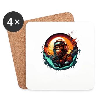 Space Apes Graphics Design - Cool Ape Astronaut - Coasters (set of 4) - white - Front