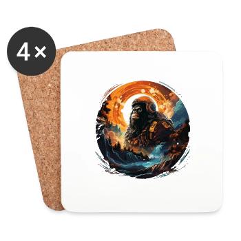 Animal in Outer Space - Monkey, Ape Gorrila Astron - Coasters (set of 4) - white - Front