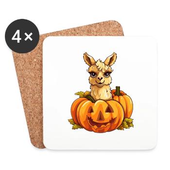 Lama Citrouille Paresseux Halloween Party Costume Enfants - Dessous de verre (lot de 4) - blanc - Devant