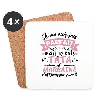 Je suis tata et marraine - Dessous de verre (lot de 4) - blanc - Devant