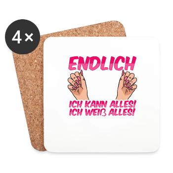 Endlich 28 Ich Kann Alles Ich Weiß Alles - Untersetzer (4er-Set) - Weiß - Vorne