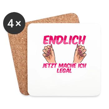 Endlich 18 Geburtstag Mädchen Geburtstagsspruch - Untersetzer (4er-Set) - Weiß - Vorne
