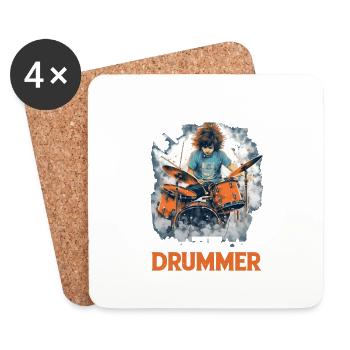 I'm Here For The Drummer 10 - Untersetzer (4er-Set) - Weiß - Vorne