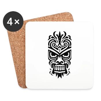 Masque Tiki - Dessous de verre (lot de 4) - blanc - Devant