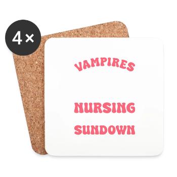 Les vampires ont aussi besoin de câlins après le coucher du soleil - Dessous de verre (lot de 4) - blanc - Devant