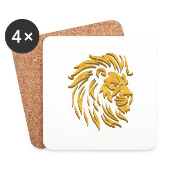 Golden Lion | Lion Head Gold - Coasters (set of 4) - white - Front