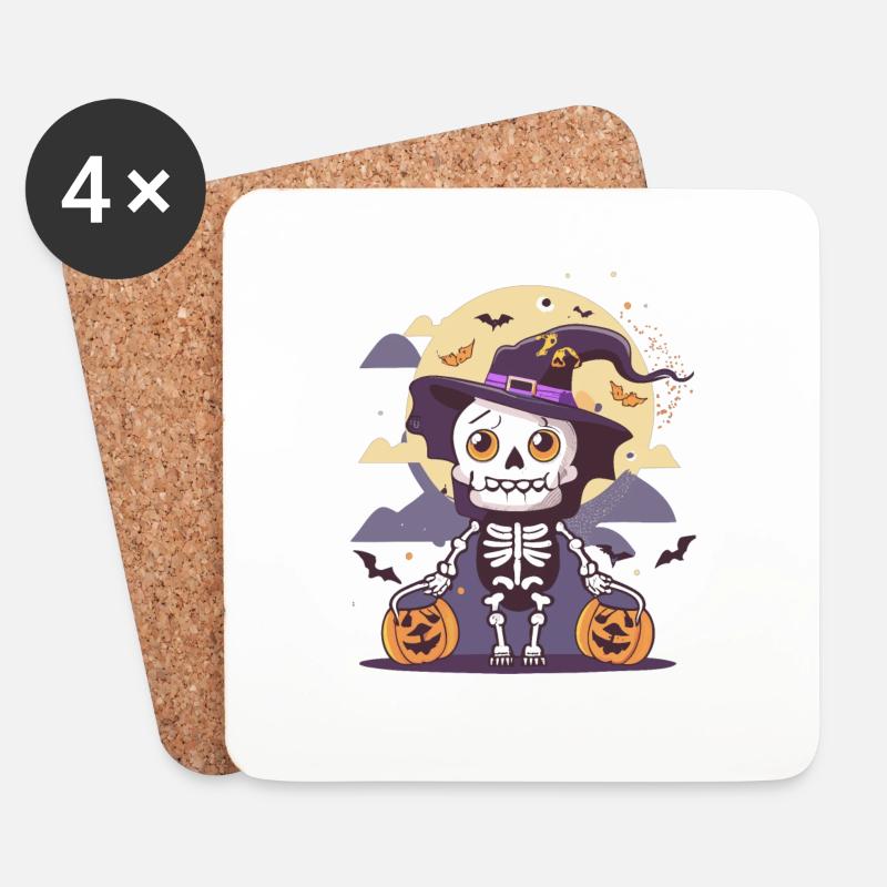 Happy Halloween - Untersetzer (4er-Set) - Weiß