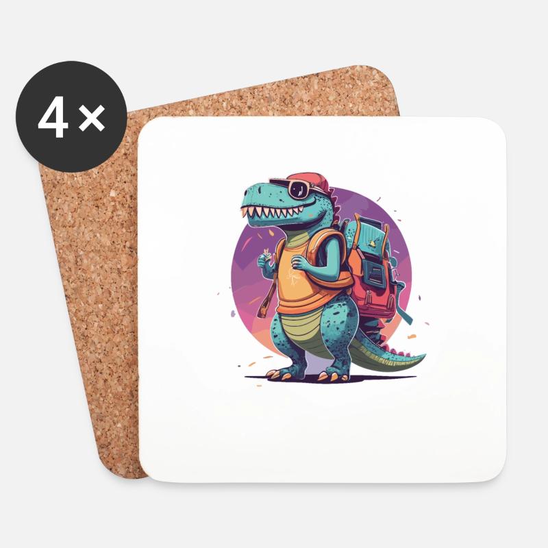 Einschulung Dinosaurier Schulkind Trex - Untersetzer (4er-Set) - Weiß