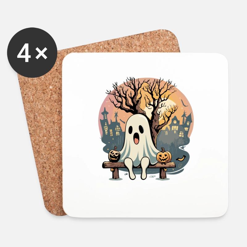 Happy Halloween - Untersetzer (4er-Set) - Weiß