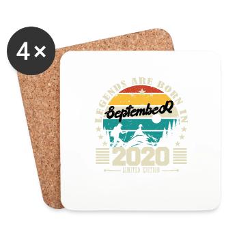 Septembre 2020. Cadeau anniversaire septembre 2020 - Dessous de verre (lot de 4) - blanc - Devant
