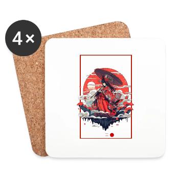 Asie 80s Samouraï Rétro Japonais Samouraï - Dessous de verre (lot de 4) - blanc - Devant