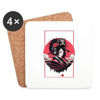 Asien 80er Japanischer Retro Samurais Samurai - Untersetzer (4er-Set) - Weiß - Vorne