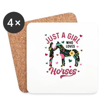 Cadeau d’amoureux des chevaux juste une fille qui aime les chevaux - Dessous de verre (lot de 4) - blanc - Devant