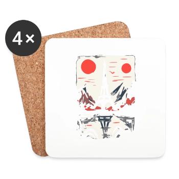 Japon Red Sun et Paris - Dessous de verre (lot de 4) - blanc - Devant