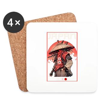 Asien 80er Japanischer Retro Samurais Samurai - Untersetzer (4er-Set) - Weiß - Vorne