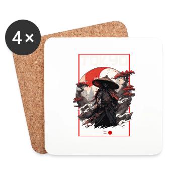 Asien 80er Japanischer Retro Samurais Samurai - Untersetzer (4er-Set) - Weiß - Vorne