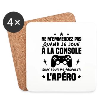 Quand je joue à la console Humour Cadeau - Dessous de verre (lot de 4) - blanc - Devant