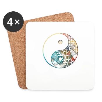 Yin yang art Fantasy Creative art Tai chi symbol - Coasters (set of 4) - white - Front