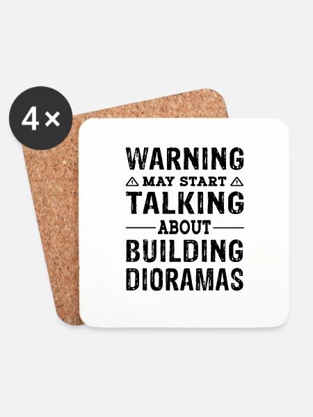 Funny Warning talking about building Dioramas - Untersetzer (4er-Set) - Weiß