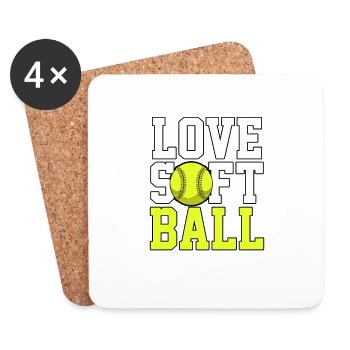 Love Softball Für Teens Kinder Softballplayer - Untersetzer (4er-Set) - Weiß - Vorne