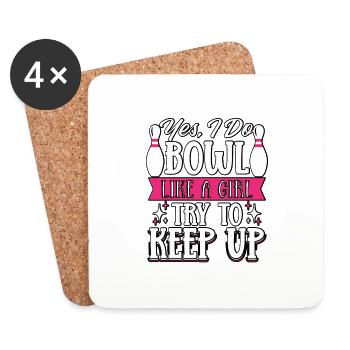 Oui, je fais du bowl comme une fille essaie de continuer à jouer aux quilles - Dessous de verre (lot de 4) - blanc - Devant