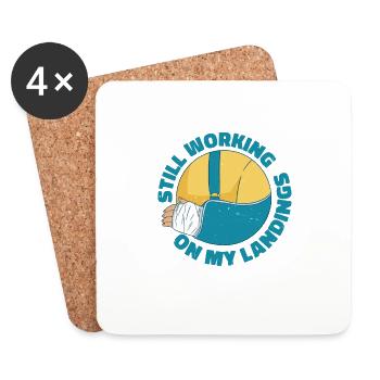 Still Working On My Landings 6 - Coasters (set of 4) - white - Front