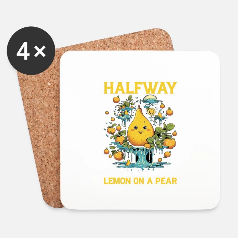 Woah We're Halfway There, Woah Lemon On A Pear 8 - Untersetzer (4er-Set) - Weiß