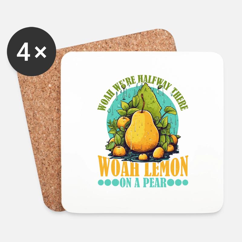 Woah We're Halfway There, Woah Lemon On A Pear 9 - Untersetzer (4er-Set) - Weiß