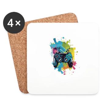 Abstract gaming controller with many colors - Coasters (set of 4) - white - Front