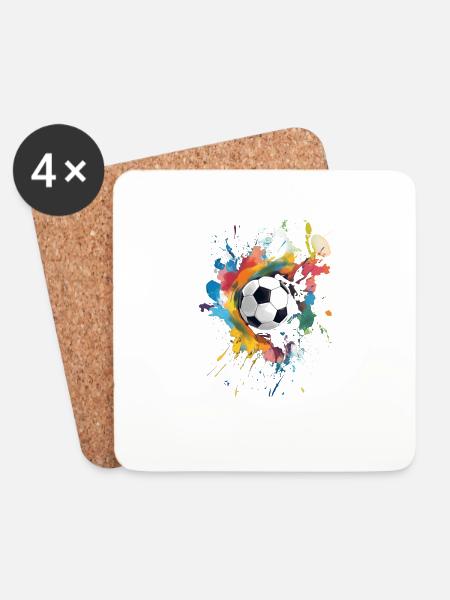Fußball Abstrakt farbig Fußballspiel - Untersetzer (4er-Set) - Weiß