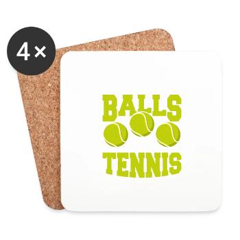 Attrapez vos balles Nous allons jouer à la raquette de tennis - Dessous de verre (lot de 4) - blanc - Devant