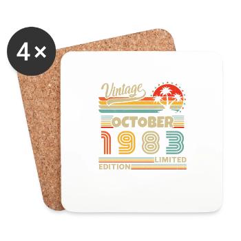 October 1983 Vintage Retro Birthday Gift - Coasters (set of 4) - white - Front