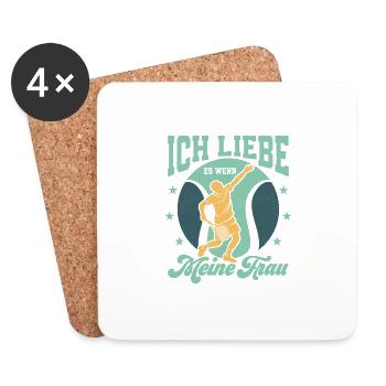Ich liebe es wenn meine Frau mich Tennis spielen l - Untersetzer (4er-Set) - Weiß - Vorne