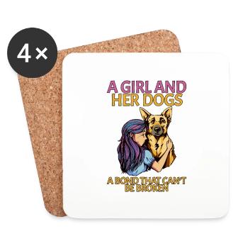 Une fille et ses chiens, un lien qui ne peut pas être brisé 2 - Dessous de verre (lot de 4) - blanc - Devant