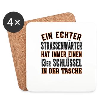 Ein echter Straßenwärter Meisterei Strassenwärter - Untersetzer (4er-Set) - Weiß - Vorne