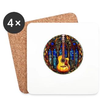 Glasmalerei - Stilvolle bunte Gitarre - Untersetzer (4er-Set) - Weiß - Vorne