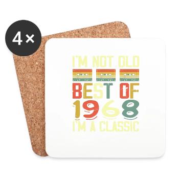 1968 I'm Not Old I'm Classic Vintage 1968 Birthday - Dessous de verre (lot de 4) - blanc - Devant