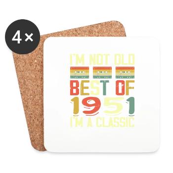 1951 I'm Not Old I'm Classic Vintage 1951 Geburtstag - Untersetzer (4er-Set) - Weiß - Vorne