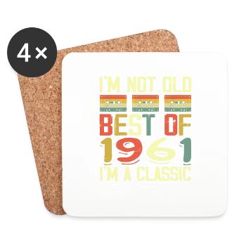 1961 I'm Not Old I'm Classic Vintage 1961 Birthday - Dessous de verre (lot de 4) - blanc - Devant