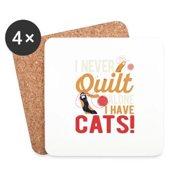 Je n’ai jamais matelassé seul j’ai des chats cousant des courtepointes - Dessous de verre (lot de 4) - blanc - Devant