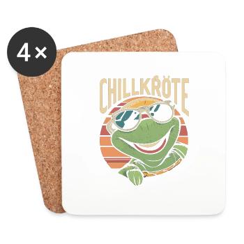 Relaxed turtles Chill toad - Coasters (set of 4) - white - Front