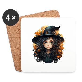 Halloween Witch I Cartoon Style I Witch - Coasters (set of 4) - white - Front