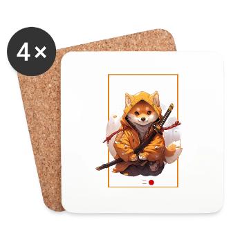 Asia Corki Japanese Samurai Samurai - Coasters (set of 4) - white - Front